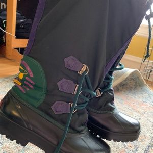 Sorel Insulated Logo Pull On Black Green & Purple Boots Women’s Shoe